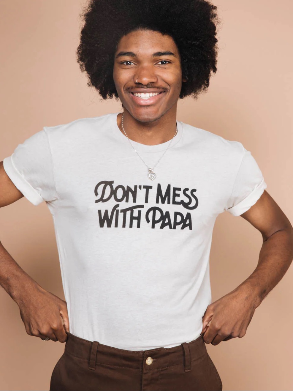 Don't Mess With Papa Graphic Tee - Cream — image 2 of 3